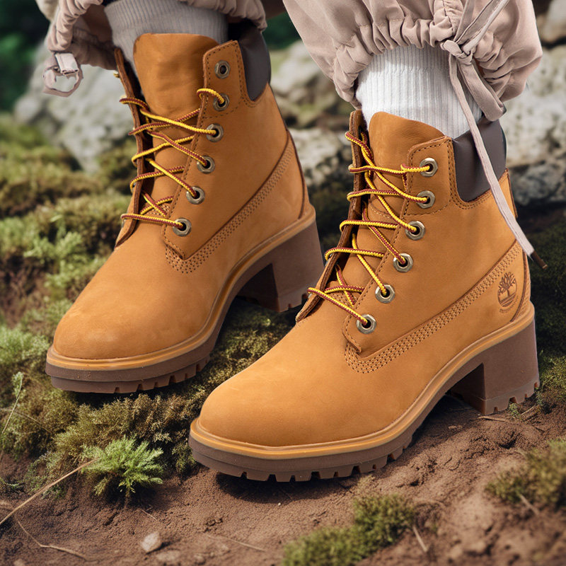 添柏岚耐磨大黄靴女鞋冬季新款户外休闲鞋厚底高帮靴踢不烂马丁靴