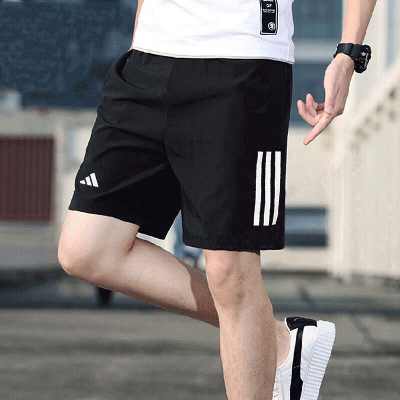 阿迪达斯短裤男裤春夏新款男士速干运动短裤跑步训练五分裤hs3253