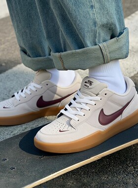 耐克官方正品男鞋新款SB FORCE 58酒红色运动鞋休闲鞋低帮滑板鞋