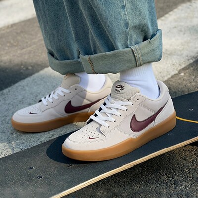 耐克官方正品男鞋新款SB FORCE 58酒红色运动鞋休闲鞋低帮滑板鞋