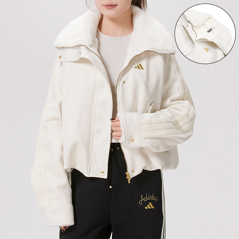 阿迪达斯马年新年款毛绒外套女装2026新款高领加绒保暖夹克KH2662,运动服/休闲服装,运动茄克/外套,淘宝优惠券,粉丝福利购,淘宝优惠卷