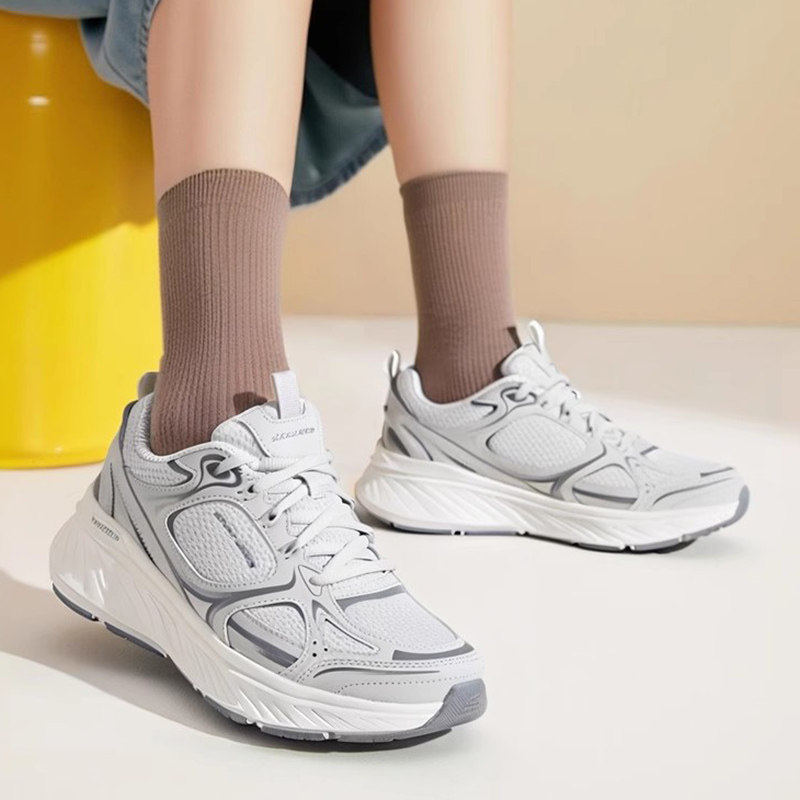 斯凯奇官方正品秋季新款情侣款灰色系透气缓震运动鞋休闲鞋跑步鞋