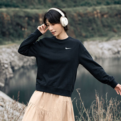 Nike耐克官方正品女款2025新款秋季卫衣黑色保暖休闲长袖运动长袖
