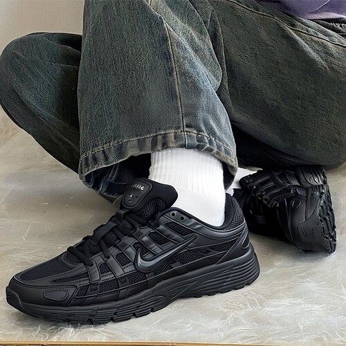 幸运叶子|耐克NIKEP-6000男子黑色运动休闲跑步鞋黑武士老爹鞋