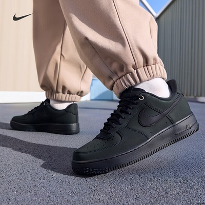 Nike耐克官方正品男鞋AF1空军一号黑色黑武士运动休闲鞋低帮板鞋