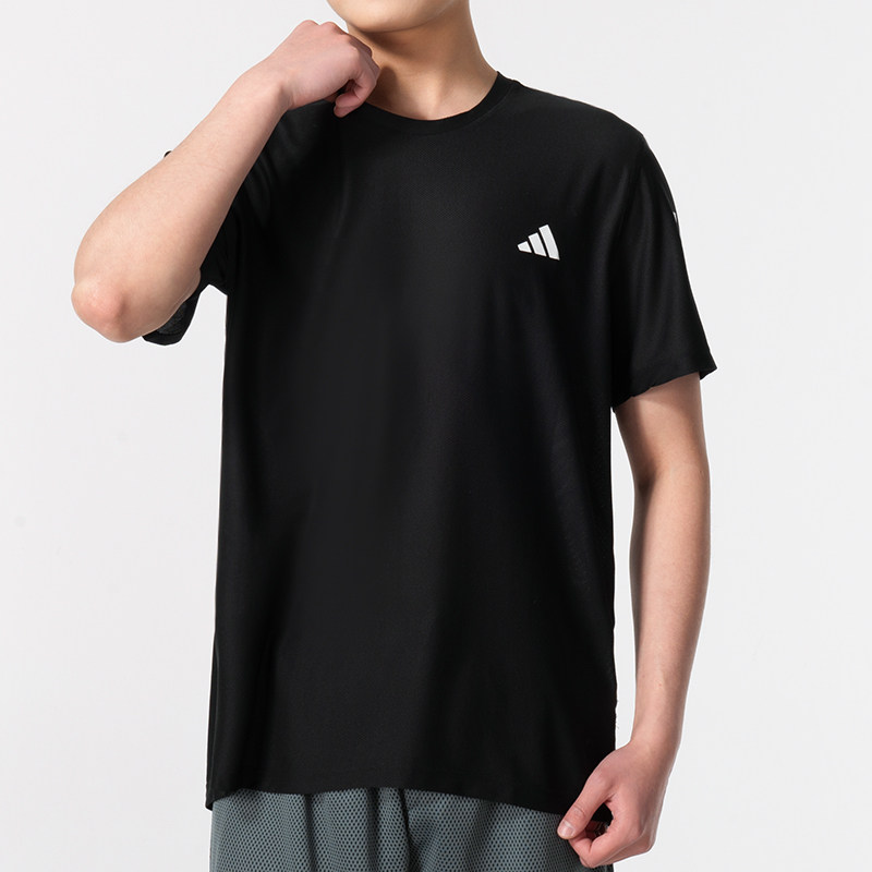 阿迪达斯男士运动服夏季公路跑短袖T恤AEROREADY面料上衣