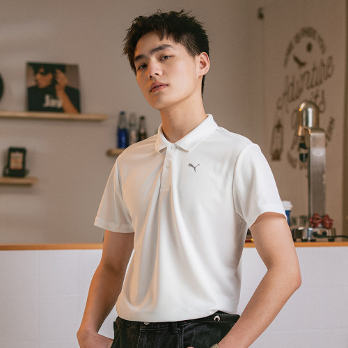 幸运叶子|彪马男子翻领T恤休闲运动服白POLO衫短袖宽松透气衬衫男