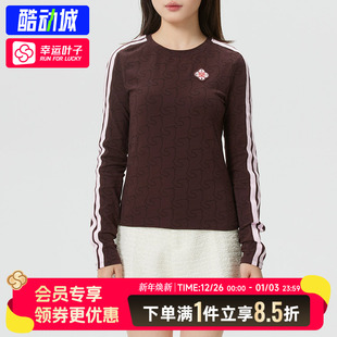 长袖 套头衫 T恤女装 打底衫 KW4678 三条纹运动服修身 阿迪达斯新年款