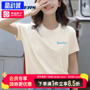 休闲运动短袖 斯凯奇女T恤官方正品 圆领透气健身服半袖 新款 t恤 秋季