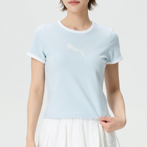 彪马女装官方正品PPG SS ringer Tee W浅蓝色短袖2026夏季新款T恤