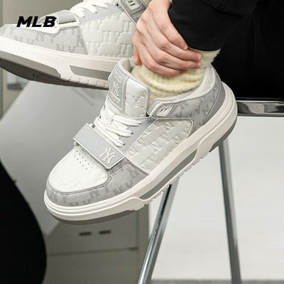 MLB鞋子男鞋女鞋复古老花厚底板鞋25冬季新款魔术贴运动鞋休闲鞋