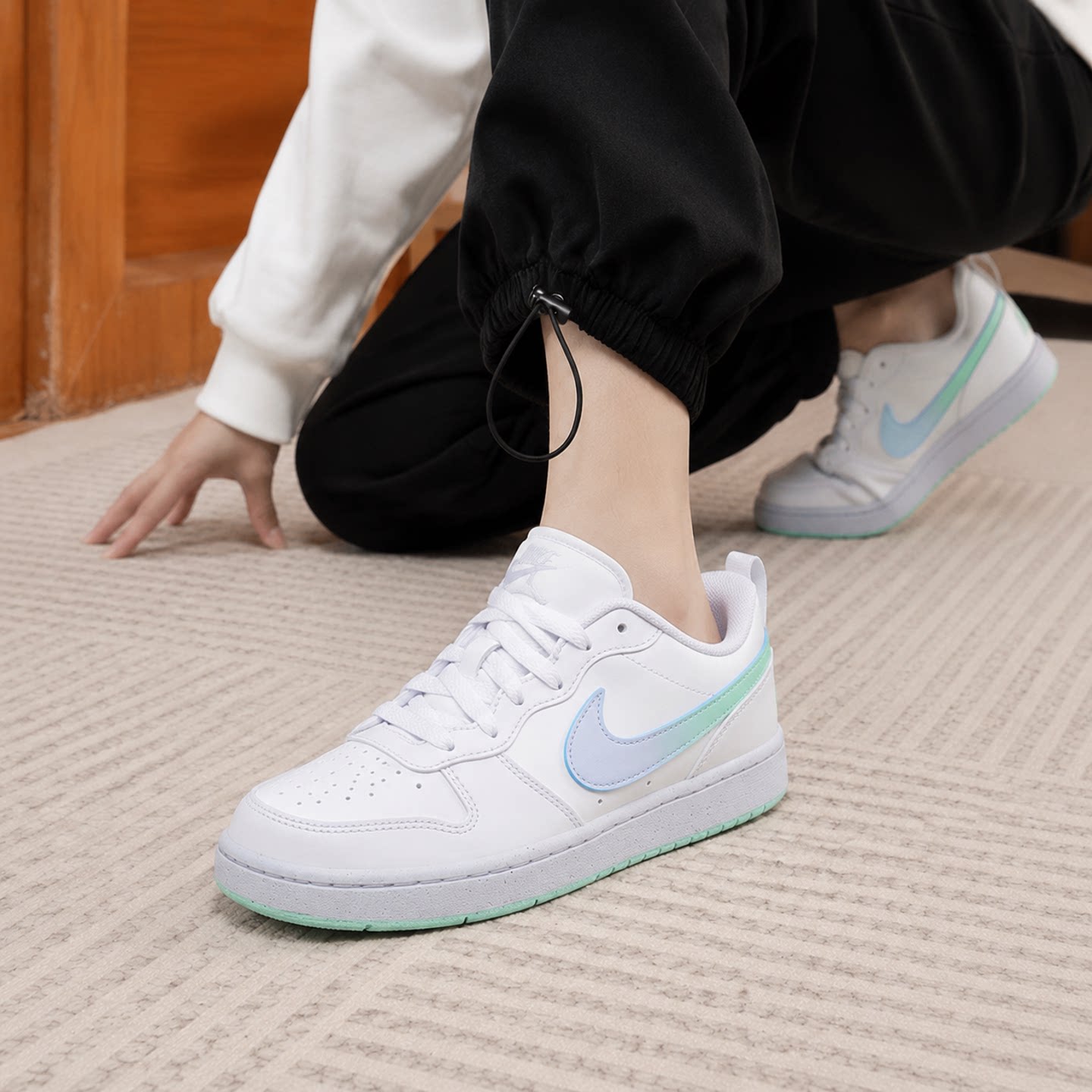 幸运叶子|耐克NIKE女鞋新款COURT大童鞋经典透气小白鞋低帮板鞋图片
