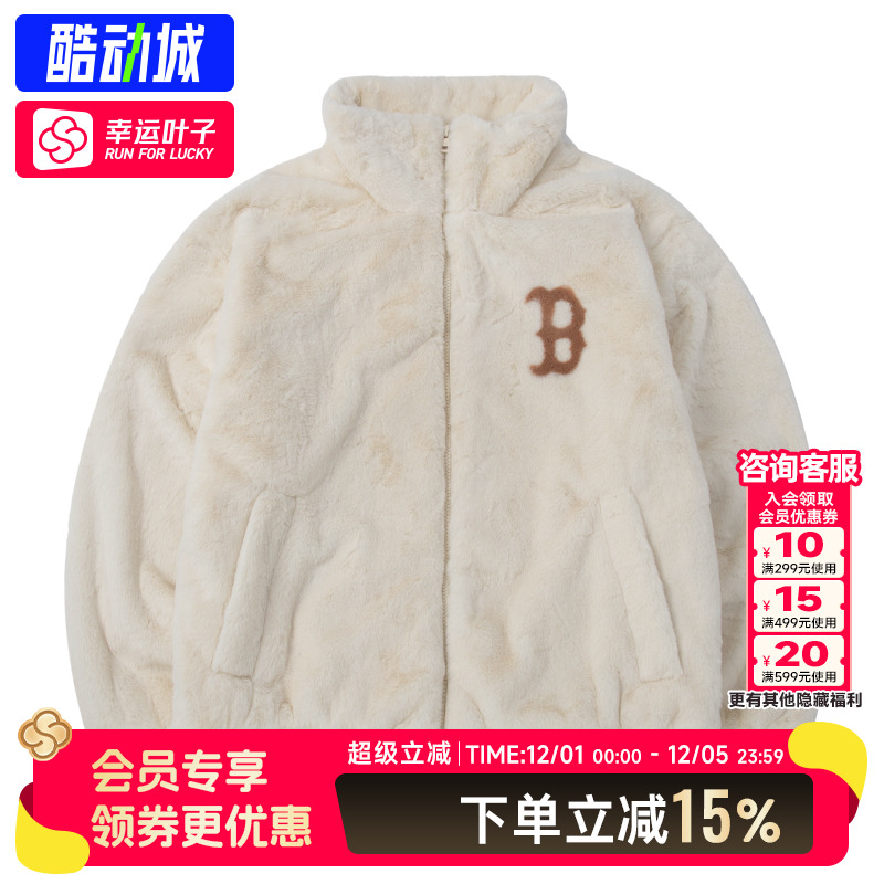 MLB抓绒衣男女情侣装学院系列新款米色仿羊羔绒保暖外套3AFDV0236