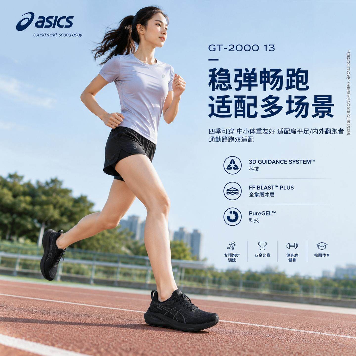 ASICS亚瑟士女鞋跑步鞋GT-2000 13耐磨缓震回弹运动鞋跑鞋