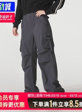 MLB女裤2025冬季新款梭织长裤裤宽松运动裤工装直筒裤3FWPV0154