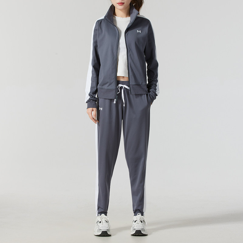 安德玛运动服套装女款春季新款跑步训练健身立领外套夹克束脚长裤