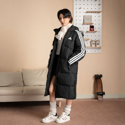 阿迪达斯正品长款羽绒服女2025新款保暖运动服羽绒外套KC2498