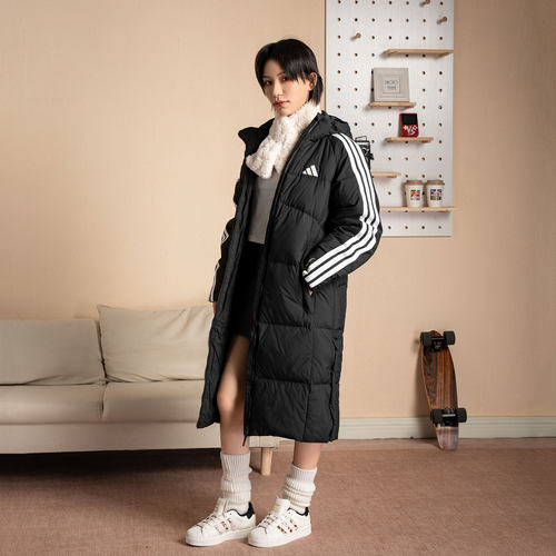 阿迪达斯正品长款羽绒服女2025新款保暖运动服羽绒外套KC2498