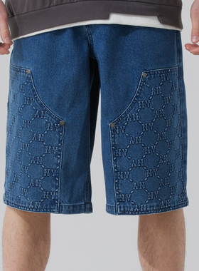 MLB官方牛仔短裤男裤25冬季新款运动裤宽松休闲裤五分裤3LDPM0253