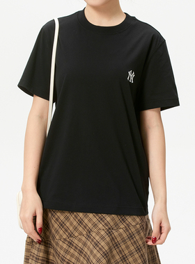 MLB官方黑色圆领短袖男女2026春季新款纯色时尚休闲运动T恤TSB01