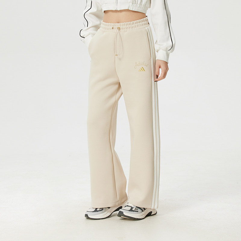阿迪达斯女裤2026新年款直筒加厚针织高腰宽松运动阔腿裤KH2703