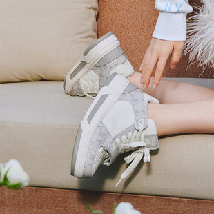 MLB正品明星同款男鞋女鞋2025冬季新款运动鞋复古老花板鞋休闲鞋