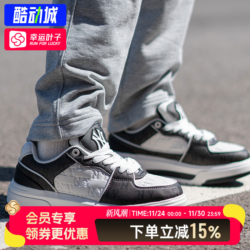 MLB女鞋仿牛仔老花低帮学长鞋25新款厚底运动板鞋3ASXCMN4N-50BKS