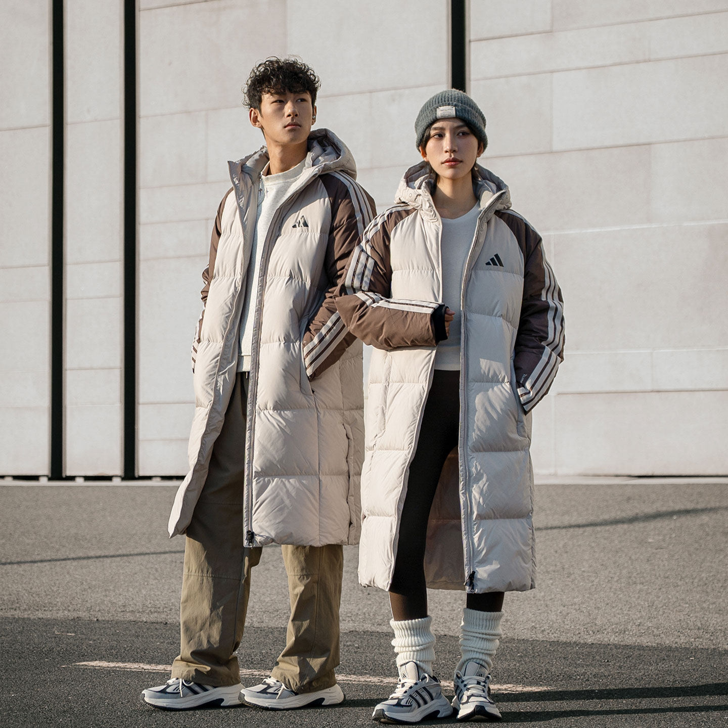 阿迪达斯长款羽绒服女装男装冬季新款连帽保暖运动服正品羽绒外套