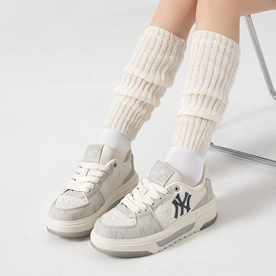 MLB板鞋男鞋女鞋2026春季新款厚底增高学长鞋复古老花休闲运动鞋