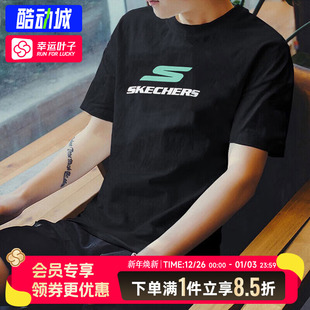 休闲女装 新款 条纹T恤户外透气上衣运动男 情侣2025秋季 斯凯奇短袖