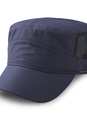 新款夏天薄款光板平顶帽子男士遮阳帽加大码百搭大头围速干透气网