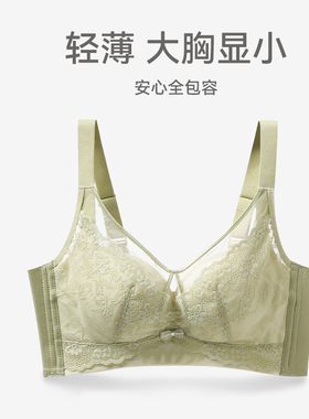 芬腾女士内衣大胸显小上托防下垂文胸蕾丝性感聚拢薄款无钢圈胸罩