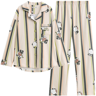 芬腾布朗熊情侣睡衣春秋季纯棉长袖套装男女士休闲大码全棉家居服