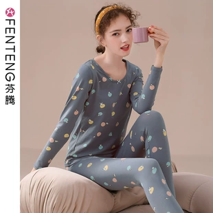 女士保暖内衣秋衣秋裤 套装 芬腾秋冬季 纯棉修身 美体全棉打底棉毛衫