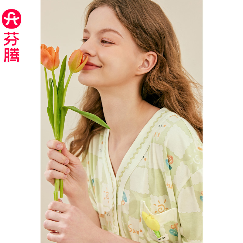 芬腾女士睡衣夏季薄款短袖套装