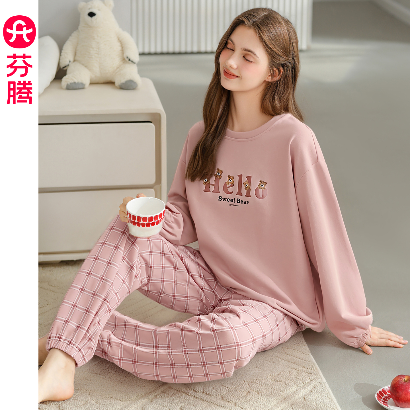 芬腾女士睡衣春秋季纯棉长袖套装