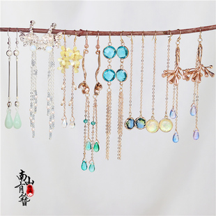 长月烬明同款耳环白鹿古风配汉服长流苏耳坠耳夹无耳洞古装耳饰仙