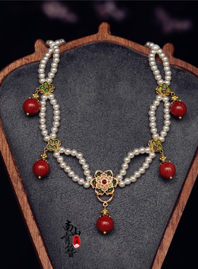 南簪录复古风珍珠宝相花项链敦煌多层璎珞新中式国风汉服配饰唐制