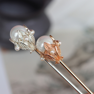 古典风头饰天然珍珠簪子点缀黛玉簪汉服旗袍神棍盘发发簪日常配饰