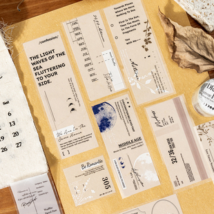 轻复古英文字素线条图案PET胶带 日付时间规划手帐装饰贴纸