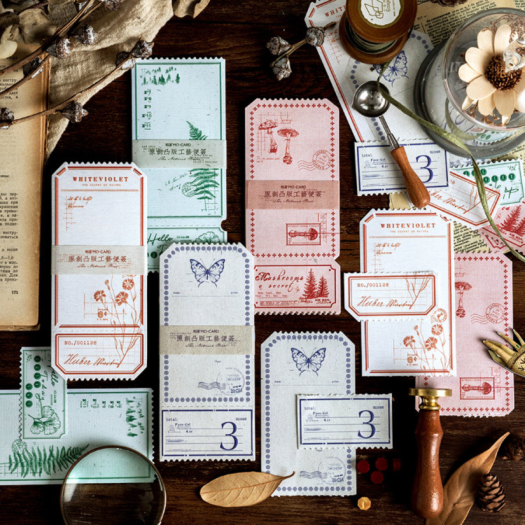 自然絮语系列凸版工艺便签纸复古可撕留言记事手账拼贴素材无粘性