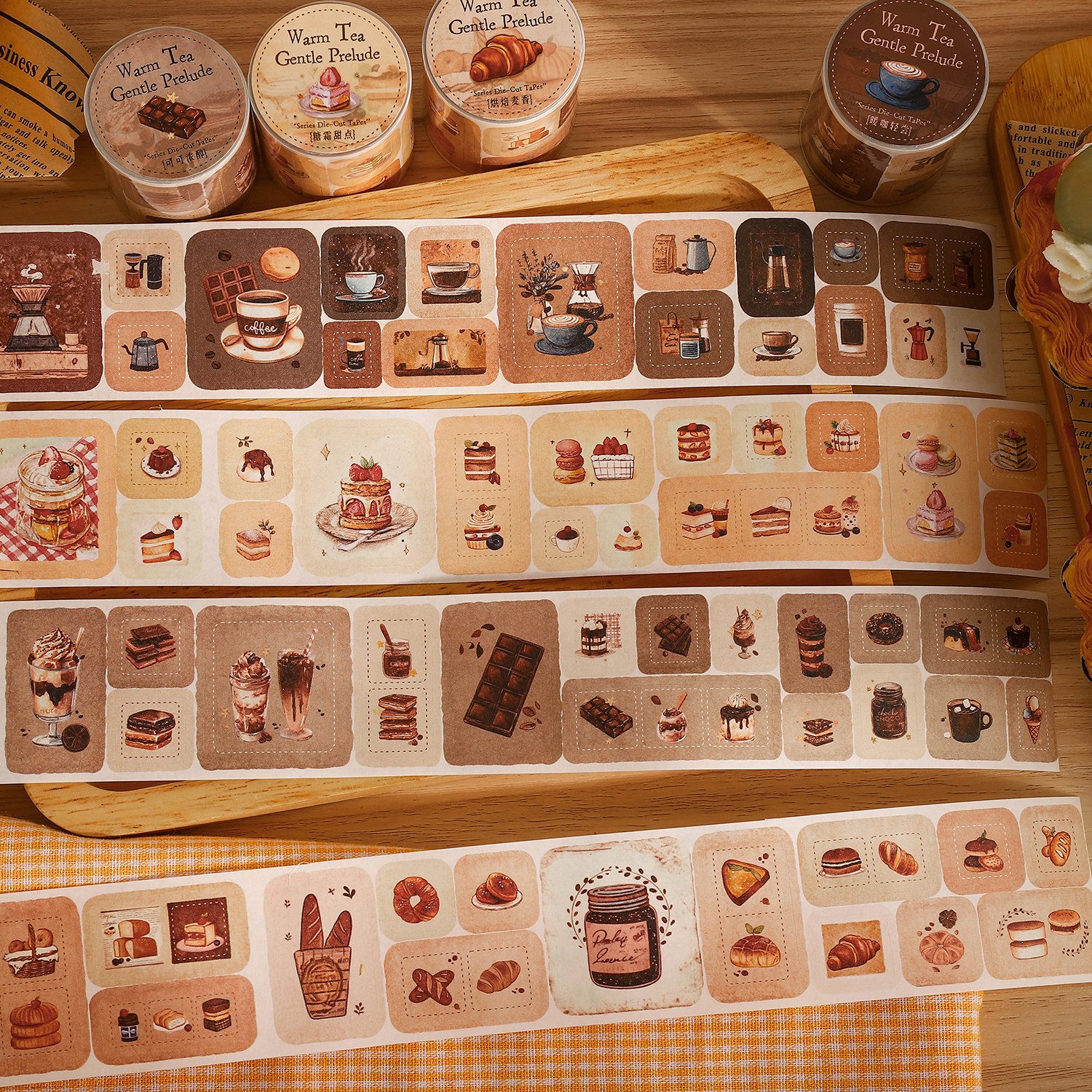 模切工艺纸质胶带烘焙面包美食甜点图案创意手帐日记装饰素材贴纸,文具电教/文化用品/商务用品,贴纸/立体贴纸,淘宝优惠券,粉丝福利购,淘宝优惠卷