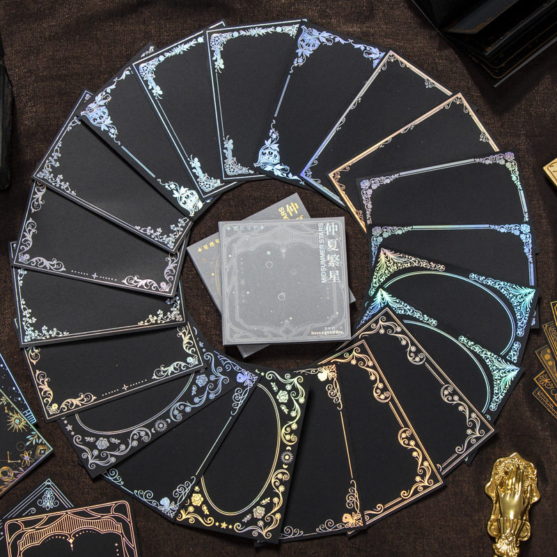 烫金烫银黑卡拼贴本 星象风格手帐拼贴装饰打底素材纸