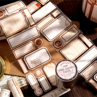 已模切排废不干胶手帐胶带 复古标签框留言记事分类手帐装饰贴纸