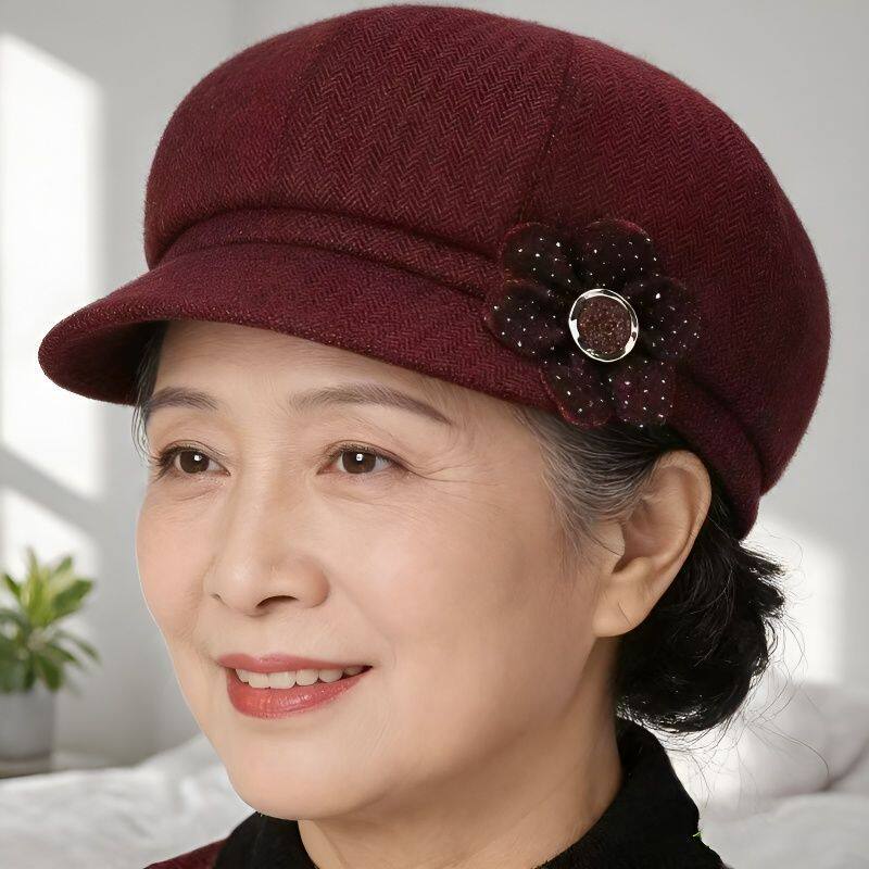 中老年时装帽子老人奶奶妈妈贝雷帽春秋休闲布帽中老年人鸭舌帽