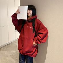 chuke 秋冬上新酒红印花连帽卫衣女超火宽松cec港风上衣加绒加厚