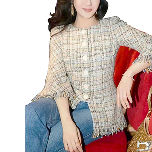 春秋拉毛短外套女士小香风高贵气质手工定制女款外衣可爱不失风范