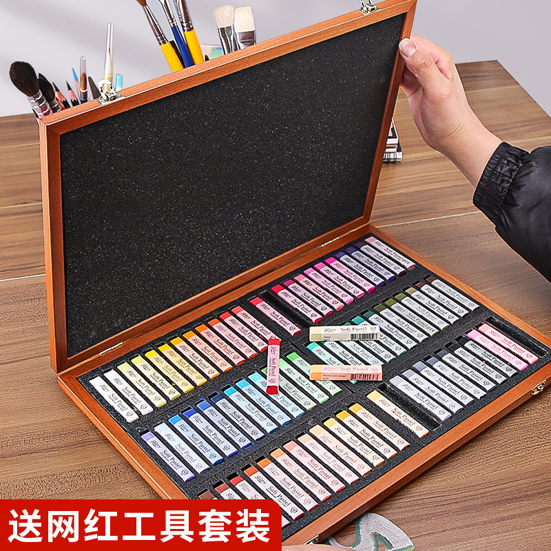 韩国Mmungyo盟友大师级专业色粉笔72色套装初学者手绘色粉画画美术生专用diy色粉棒粘土上色画笔粉彩棒颜料笔