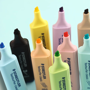 德国施德楼马卡龙荧光标记笔学生用手账笔记号笔彩色划重点莹光彩色笔荧光色笔萤光笔不透色莹光萤笔光银光笔