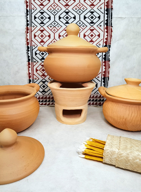 傣陶泰式料理冬阴功汤锅土罐西双版纳非遗产品东南亚特色古朴手工